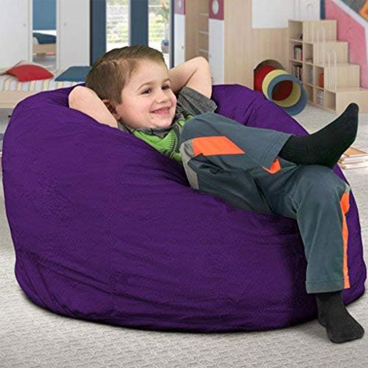 Ultimate Sack Kids Bean Bag Chair, Oversized Indoor Comfy Lounger, Purple Suede