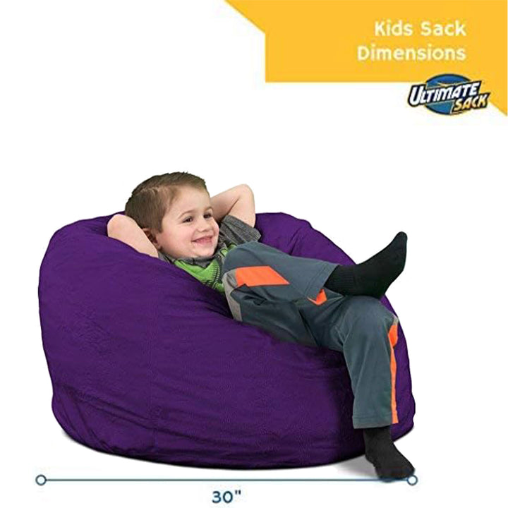Ultimate Sack Kids Bean Bag Chair, Oversized Indoor Comfy Lounger, Purple Suede