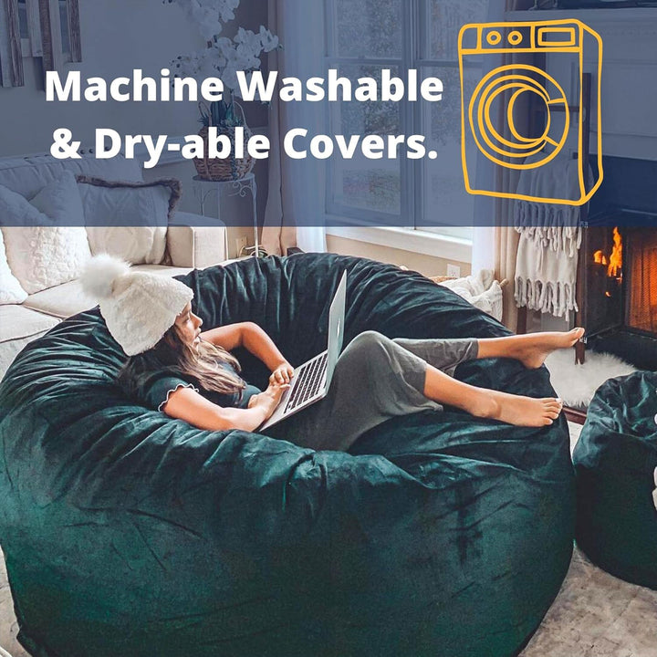 Ultimate Sack Kids Bean Bag Chair, Oversized Indoor Comfy Lounger, Purple Suede
