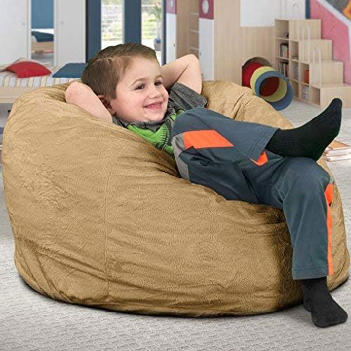 Ultimate Sack Kids Bean Bag Chair, Oversized Indoor Comfy Lounger, Camel Suede