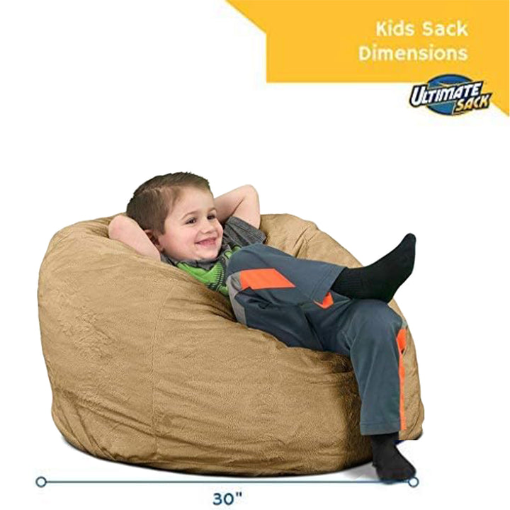 Ultimate Sack Kids Bean Bag Chair, Oversized Indoor Comfy Lounger, Camel Suede