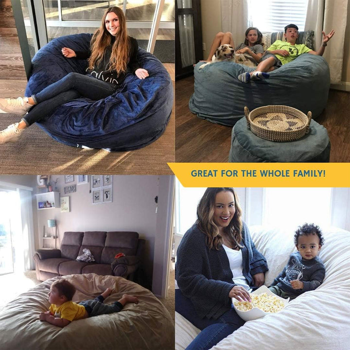 Ultimate Sack Lounger Bean Bag Chair Oversized Indoor Comfy Loveseat, Grey Suede