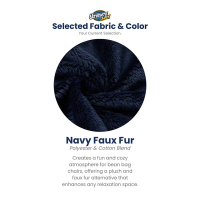 Ultimate Sack 6ft Bean Bag Chair, Oversized Comfy Lounger, Navy Fur (Open Box)