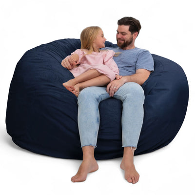 Ultimate Sack 6 ft Bean Bag Chair, Oversized Indoor Comfy Lounger, Navy Fur