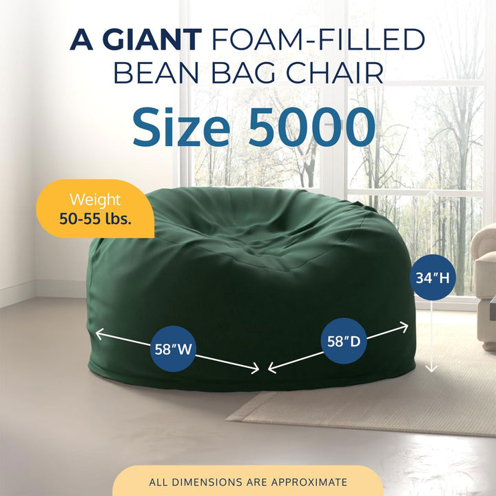 Ultimate Sack 5ft Bean Bag Chair, Oversized Indoor Comfy Lounger, Hunter Suede