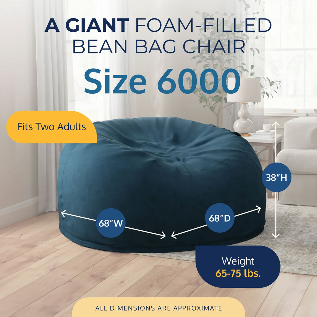 Ultimate Sack 6ft Bean Bag Chair and Footstool, Oversized Lounger, Cloud Suede