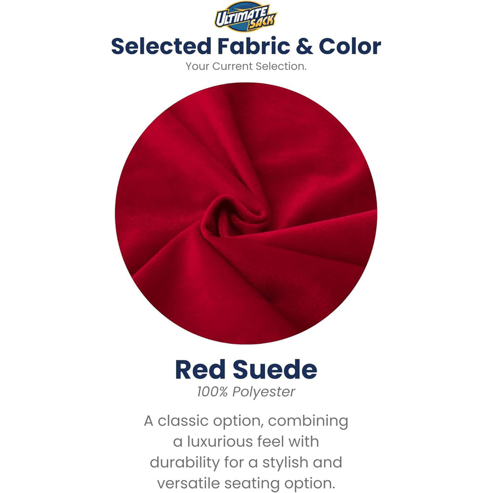 Ultimate Sack 6ft Bean Bag Chair, Oversized Indoor Comfy Lounger, Red Suede - VMInnovations