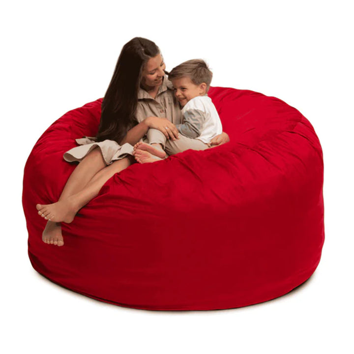 Ultimate Sack 6ft Bean Bag Chair, Oversized Indoor Comfy Lounger, Red Suede