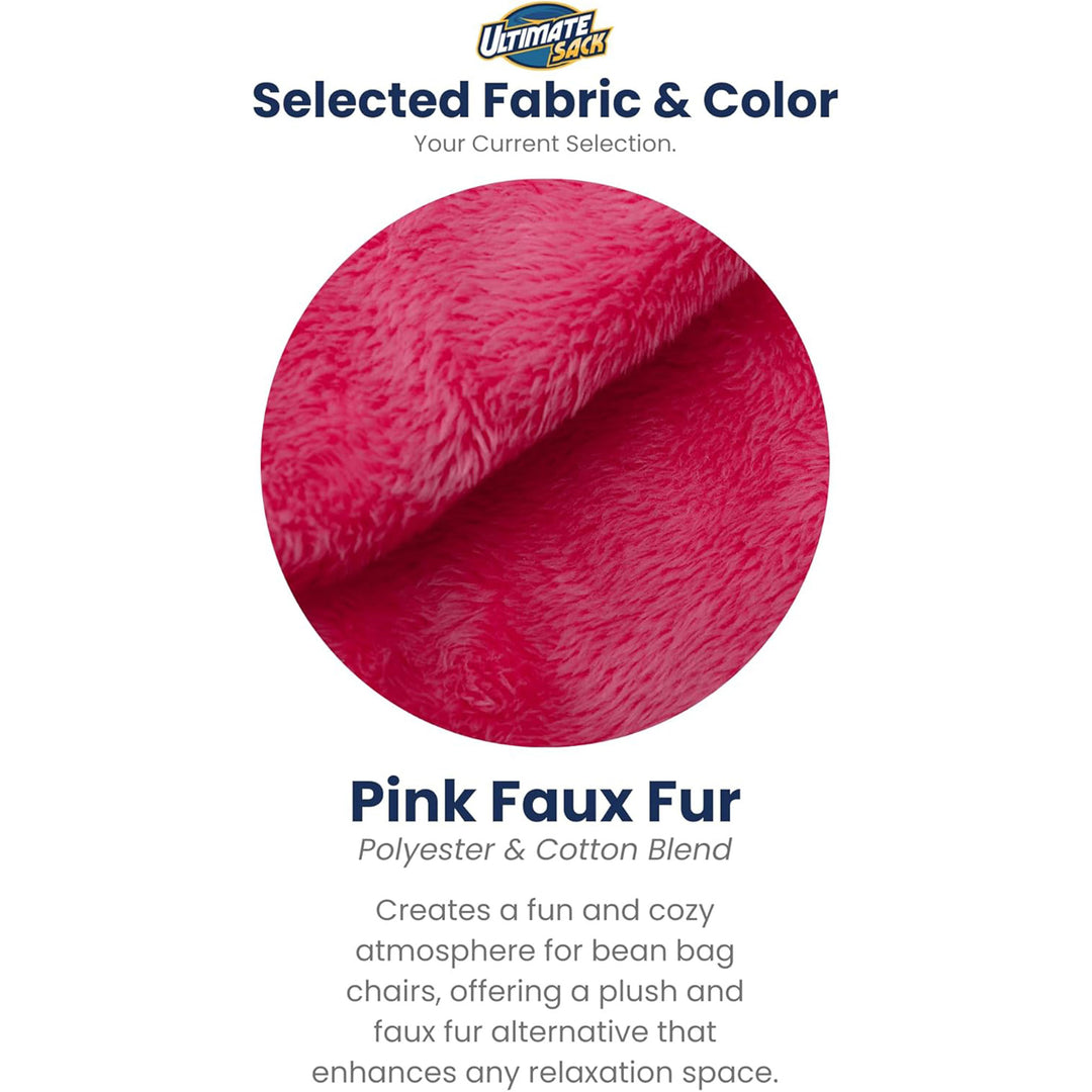 Ultimate Sack 4ft Bean Bag Chair, Oversized Indoor Comfy Lounger, Pink Fur