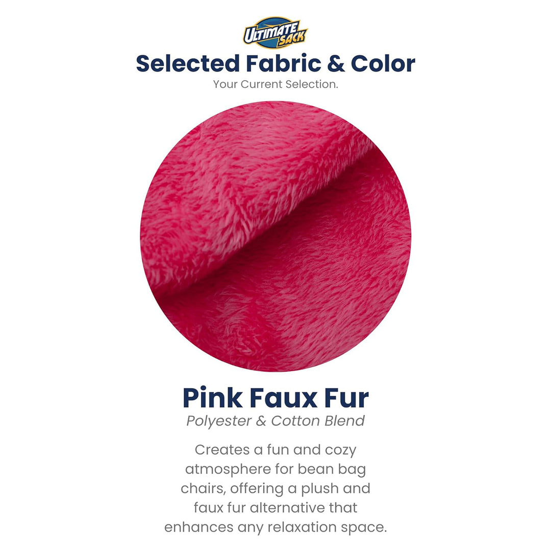 Ultimate Sack 4ft Bean Bag Chair, Oversized Indoor Comfy Lounger, Pink Fur