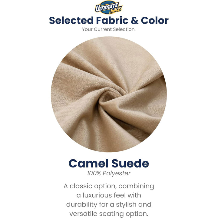Ultimate Sack 5ft Bean Bag Chair and Footstool, Oversized Lounger, Camel Suede