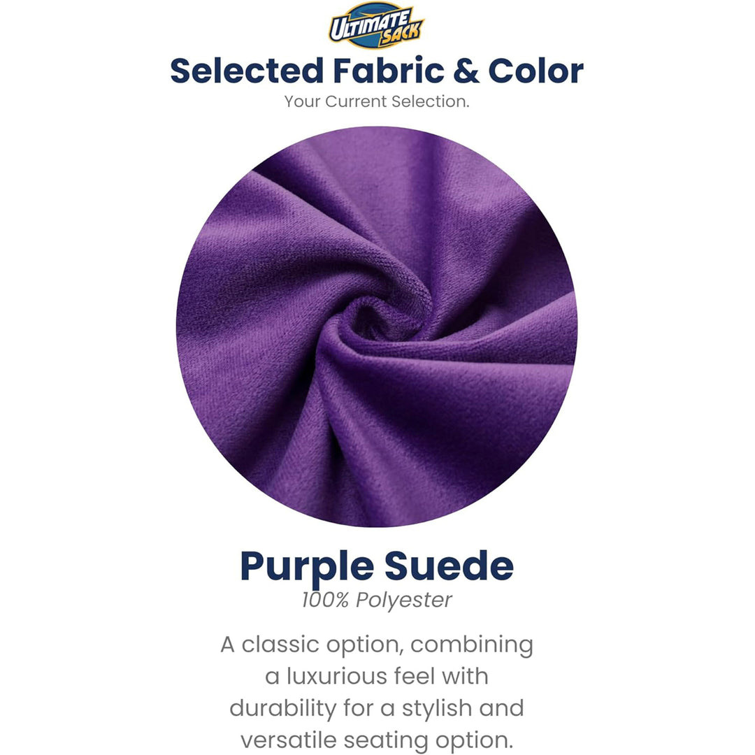 Ultimate Sack 4ft Bean Bag Chair and Footstool, Oversized Lounger, Purple Suede