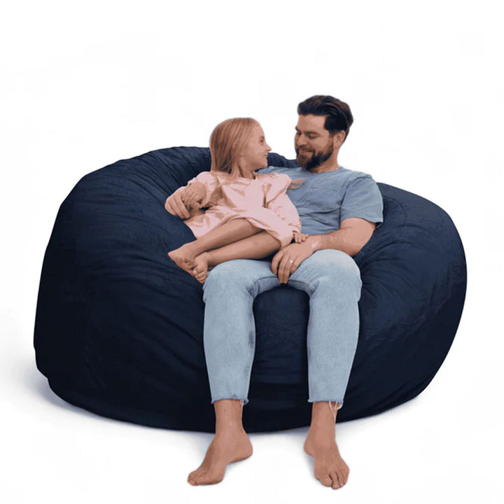 Ultimate Sack 5ft Bean Bag Chair and Footstool, Oversized Lounger, Grey Suede