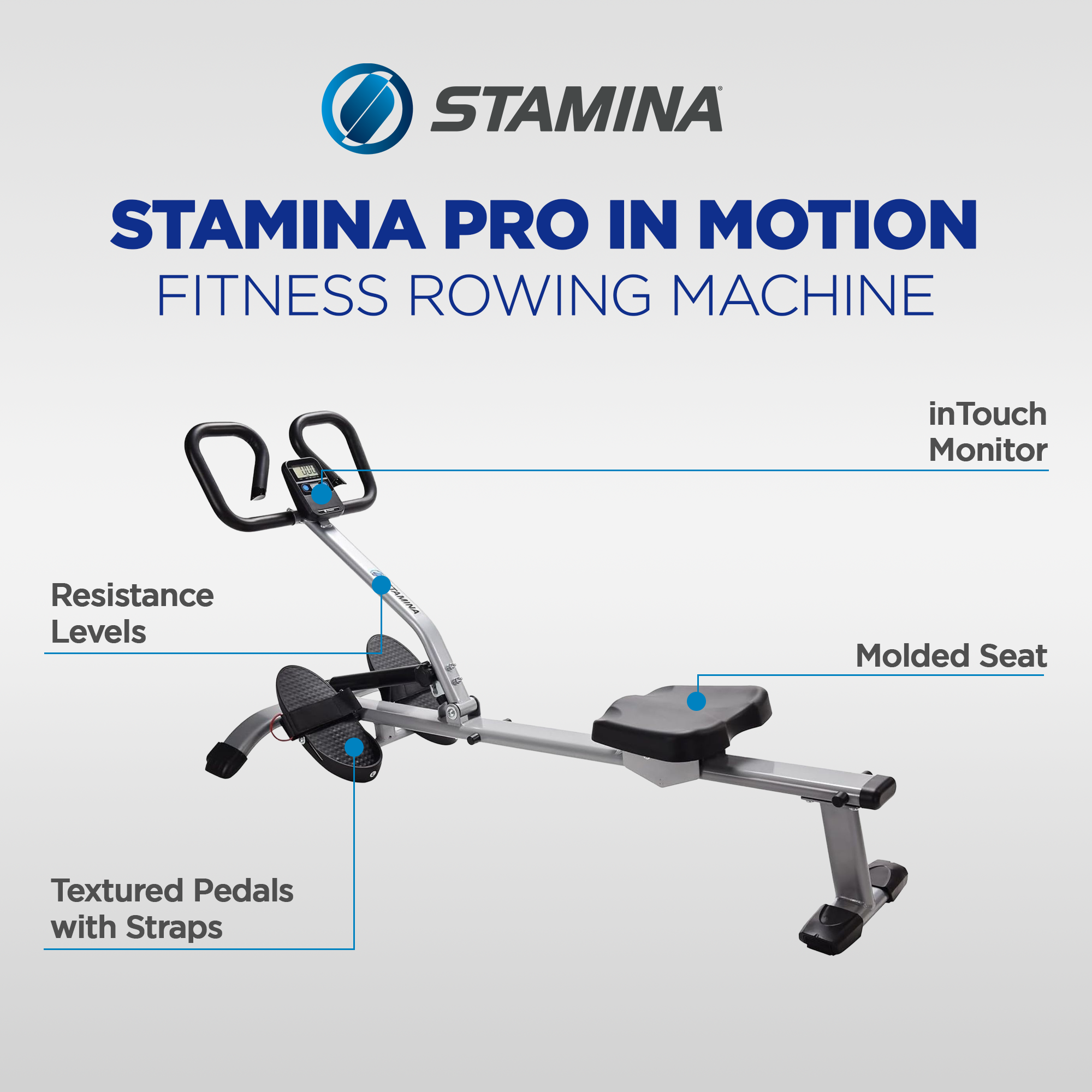 Stamina Pro InMotion Rower, Full Body Cardio Exercise Home Gym Fitness Machine - VMInnovations