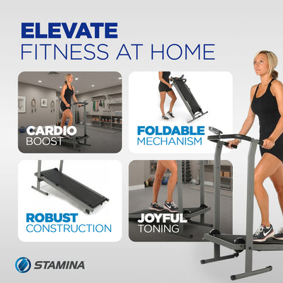 Stamina InMotion T900 Manual Treadmill Home Gym Cardio Exercise Foldable Machine - VMInnovations