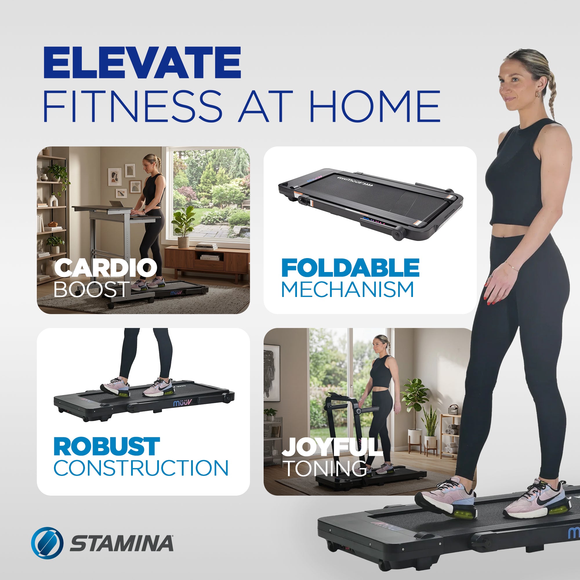 Stamina muuv Treadmill, Foldable Walking Pad, Home Gym Cardio Exercise Machine