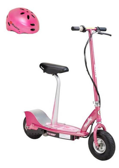 Razor E300S Seated Electric Sweet Pea Scooter & Youth Helmet - Pink
