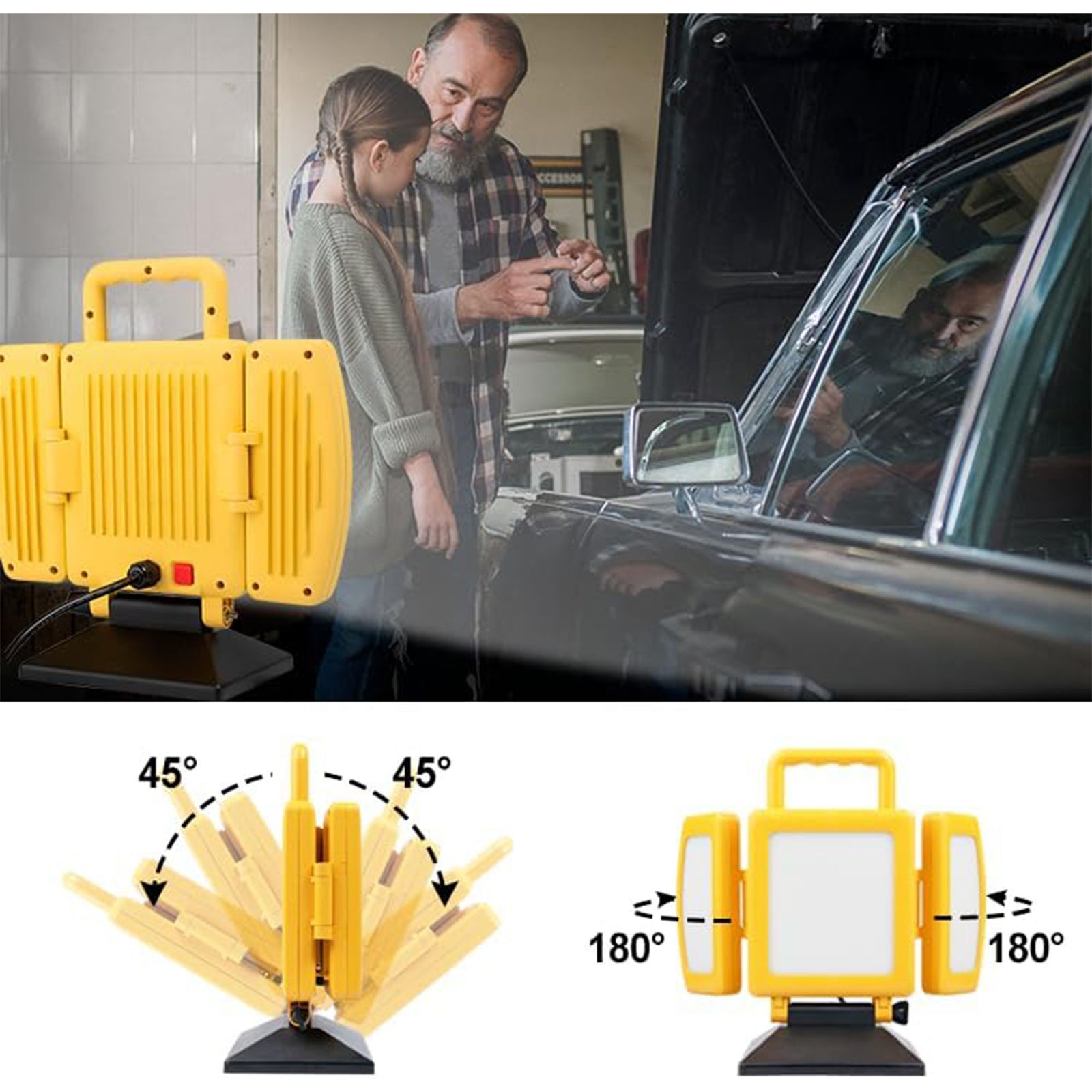 BRIGHTLIVING LED Tripod Work Light, Rechargeable Light Foldable Base, 7500 Lumen - VMInnovations