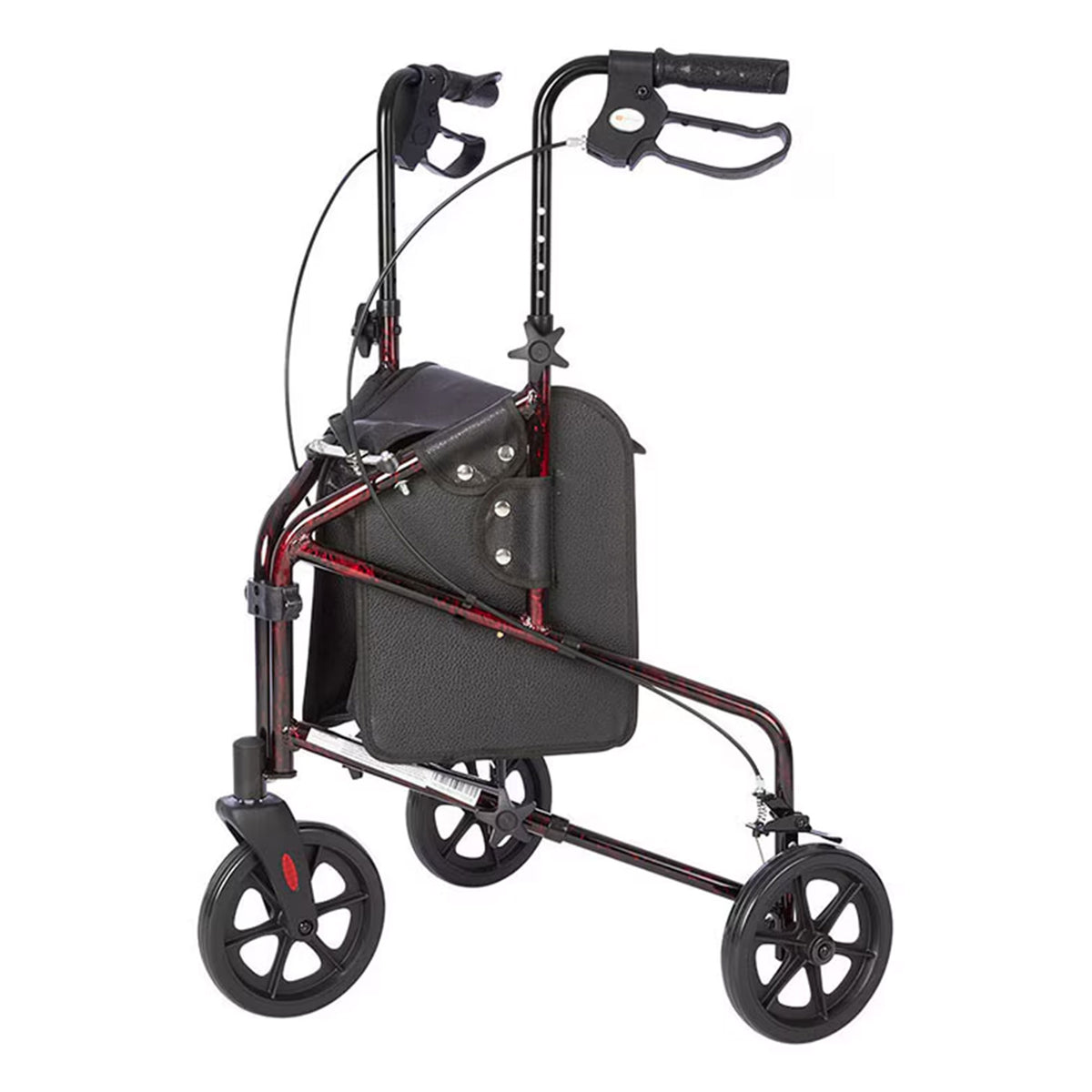 Rhythm Healthcare Lite Aluminum 3-Wheel Folding Walker w/Tote, Red (Open Box) - VMInnovations