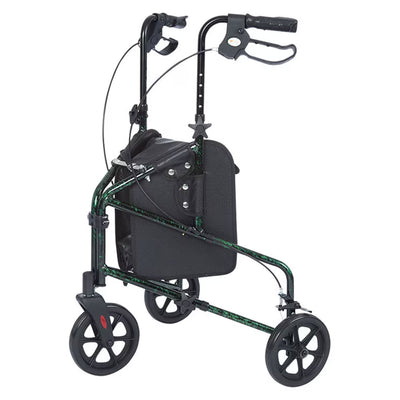 Rhythm Healthcare Lite Aluminum 3-Wheel Folding Walker w/Tote, Green (Open Box) - VMInnovations