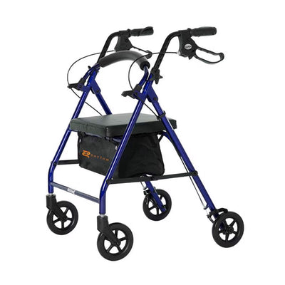 Royal Aluminum Rollator Lightweight 4 Wheel Walker Seat, Blue (Open Box)