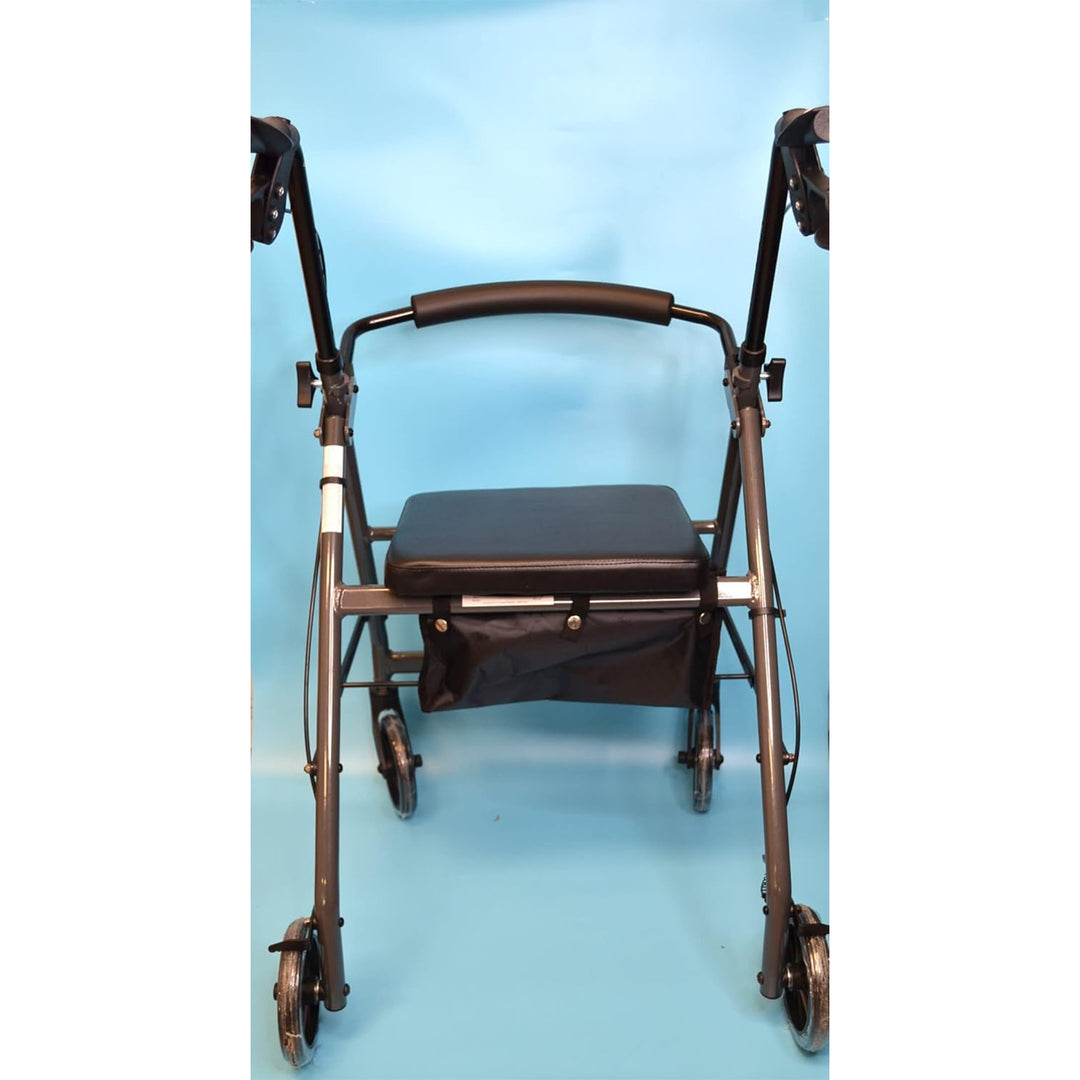 Rhythm Healthcare Royal Aluminum Rollator Lightweight 4 Wheel Walker Seat, Grey