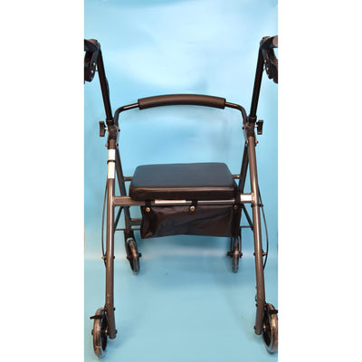 Rhythm Healthcare Royal Aluminum Rollator Lightweight 4 Wheel Walker Seat, Grey - VMInnovations