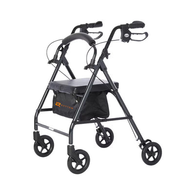 Rhythm Healthcare Royal Aluminum Rollator Lightweight 4 Wheel Walker Seat, Grey - VMInnovations