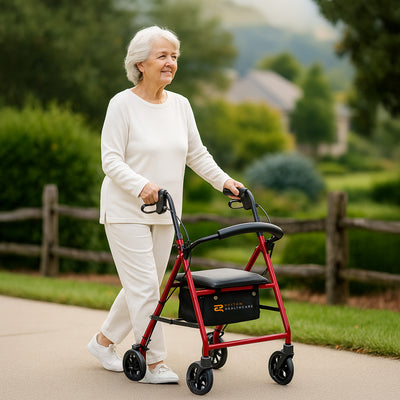 Rhythm Healthcare 4 Wheel Rollator Walker with 12x12" Seat and 6" tire(Open Box) - VMInnovations