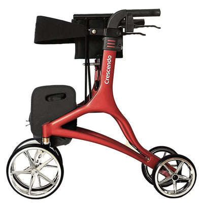 Rhythm Healthcare Crescendo Rollator 4 Wheel Walker with Backrest, Matte Red - VMInnovations
