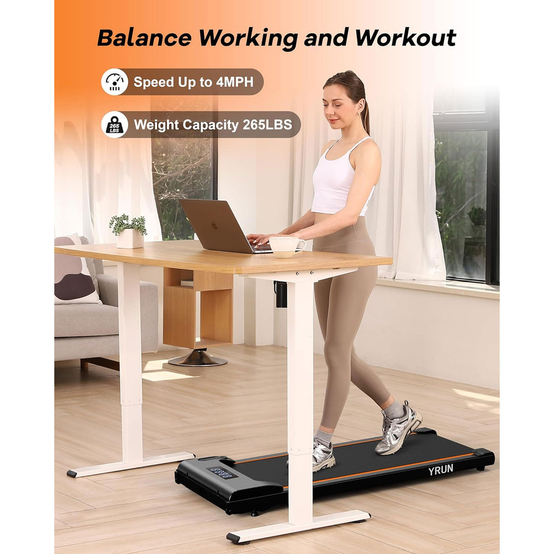 YRUN Walking Pad Under Desk Treadmill, Portable Exercise Machine w/ Remote(Used)