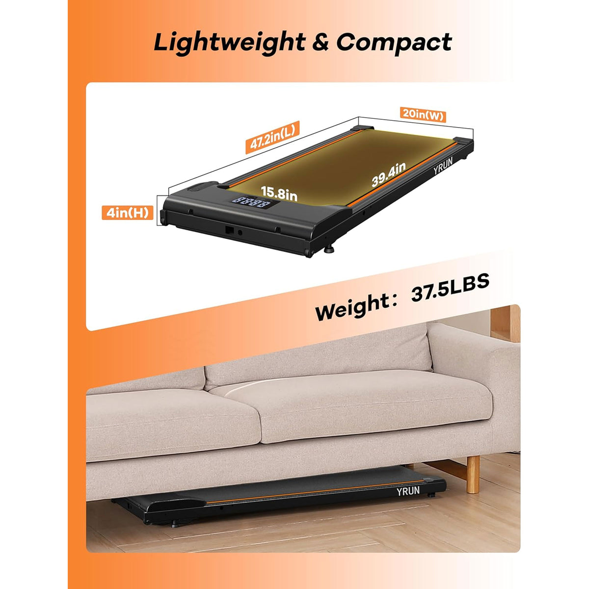YRUN Walking Pad Under Desk Treadmill, Portable Exercise Machine w/ Remote(Used) - VMInnovations
