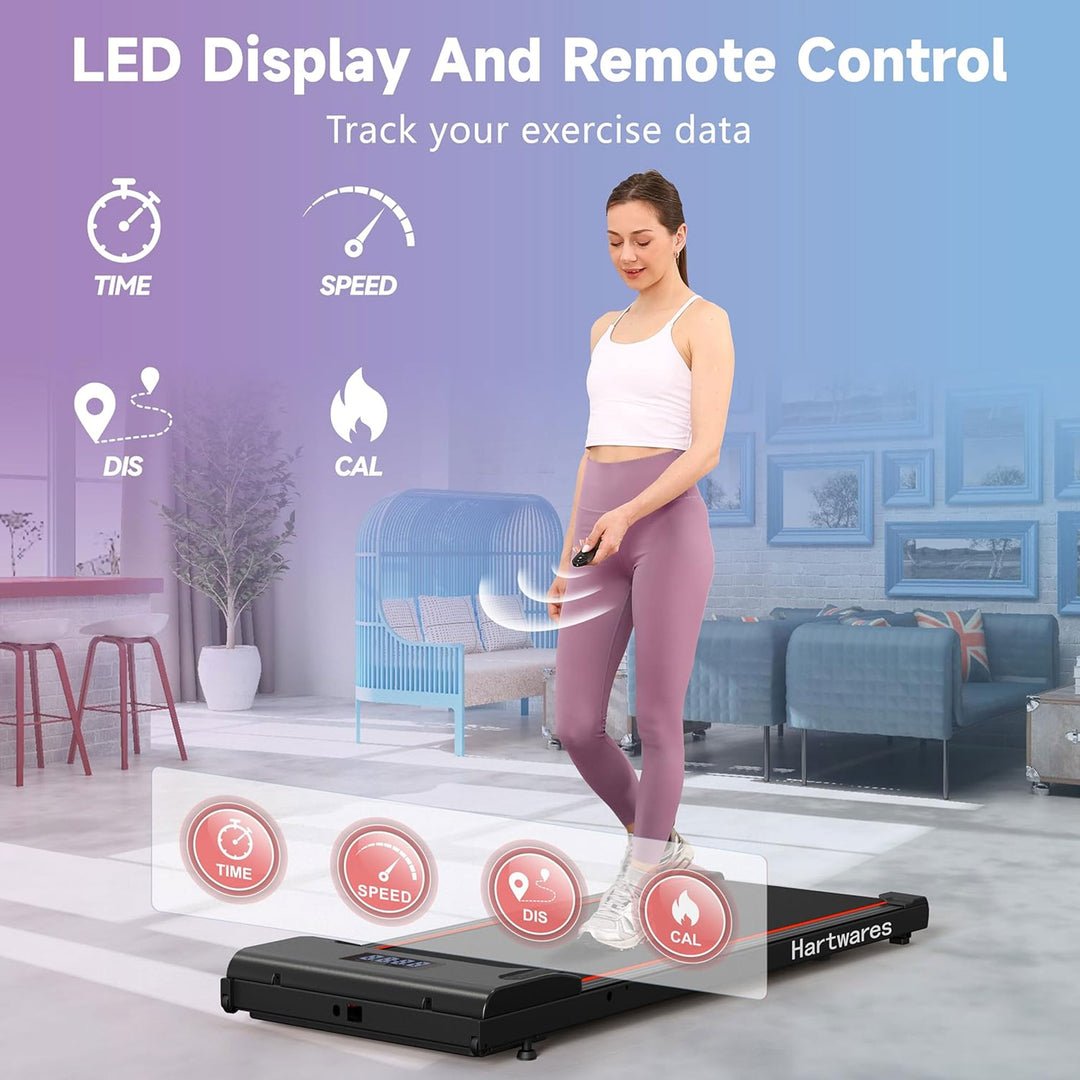 Hartwares Walking Pad Under Desk Treadmill, Portable Machine w/ Remote (Used)