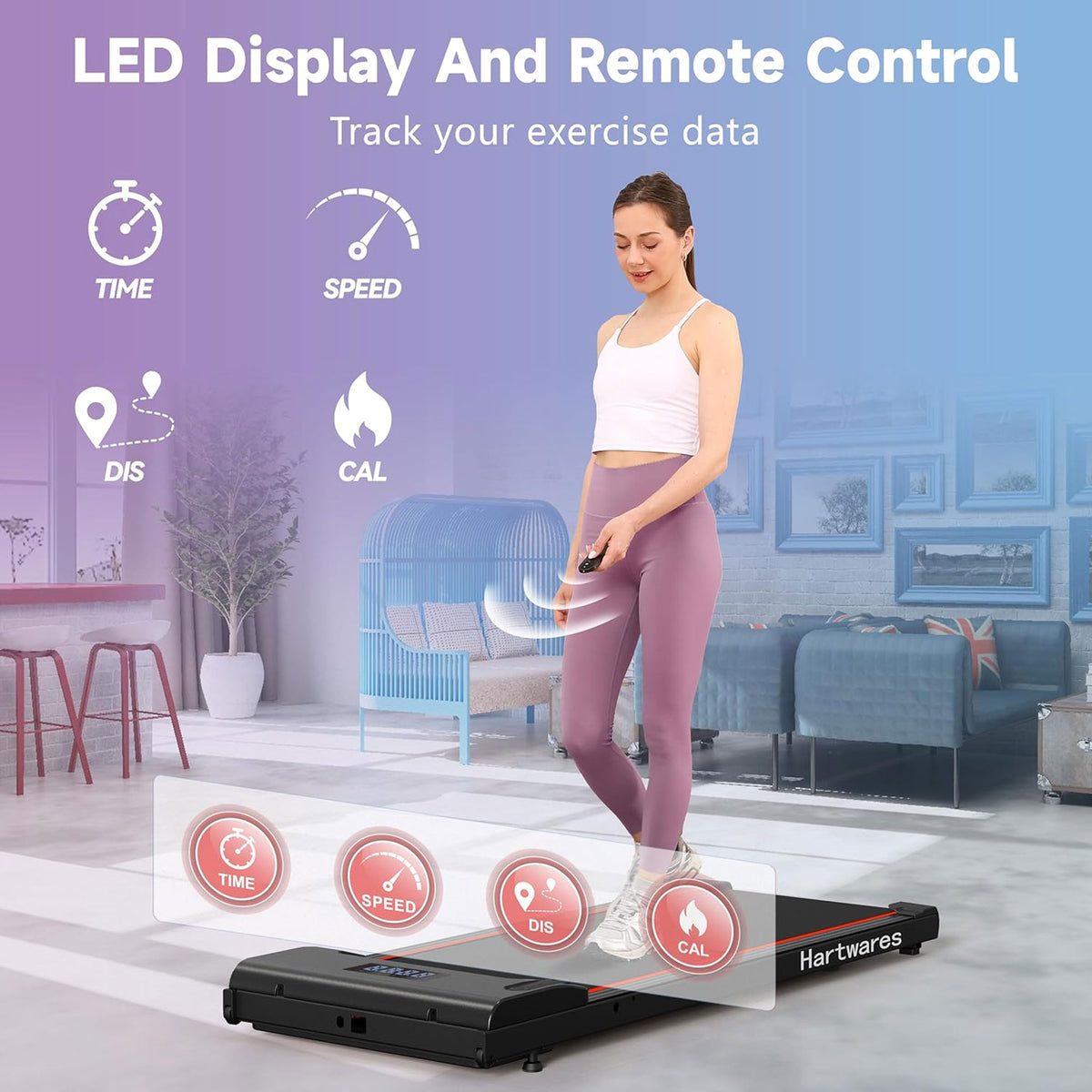 Hartwares Walking Pad Under Desk Treadmill, Portable Machine w/ Remote (Used) - VMInnovations