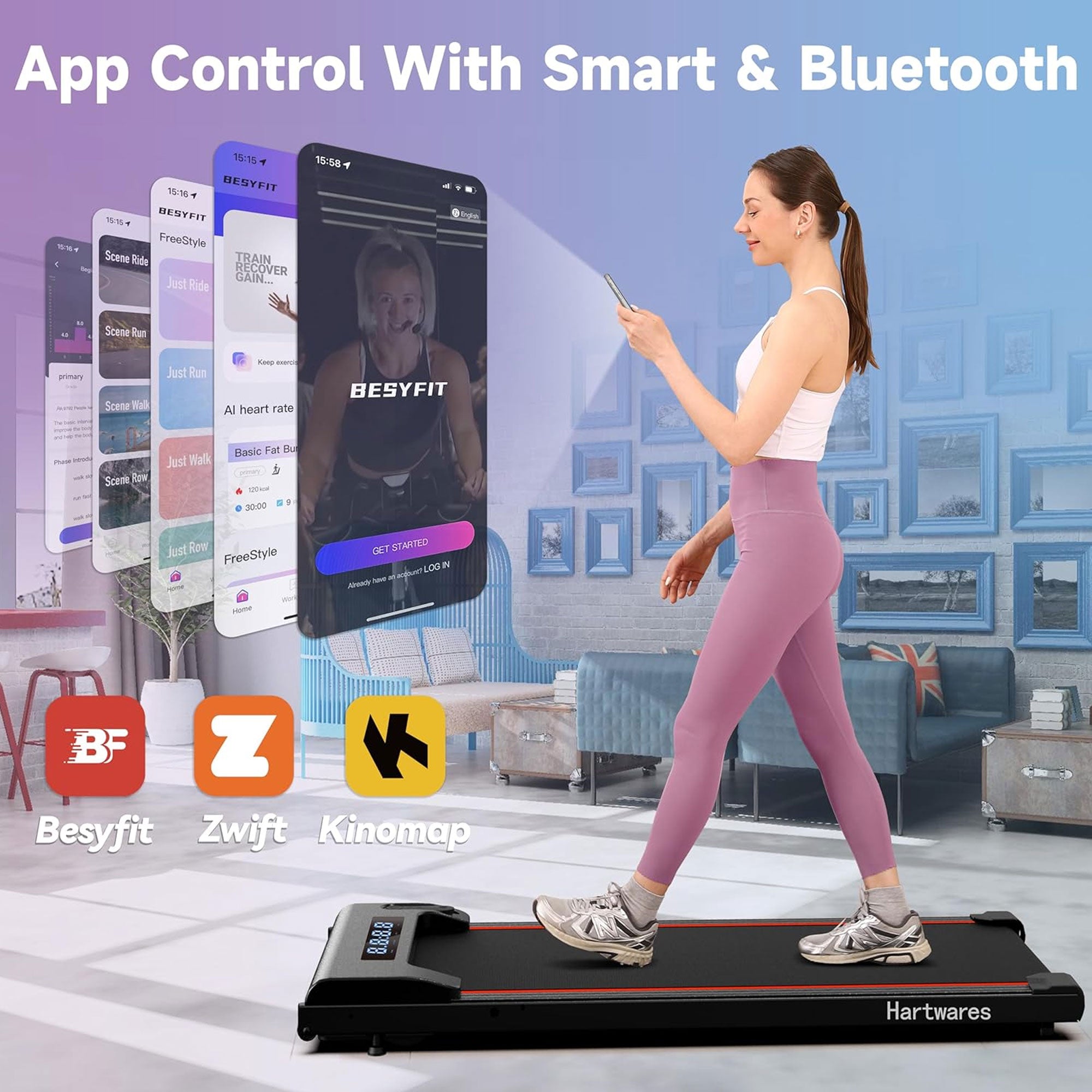 Hartwares Walking Pad Under Desk Treadmill, Portable Machine w/ Remote (Used) - VMInnovations