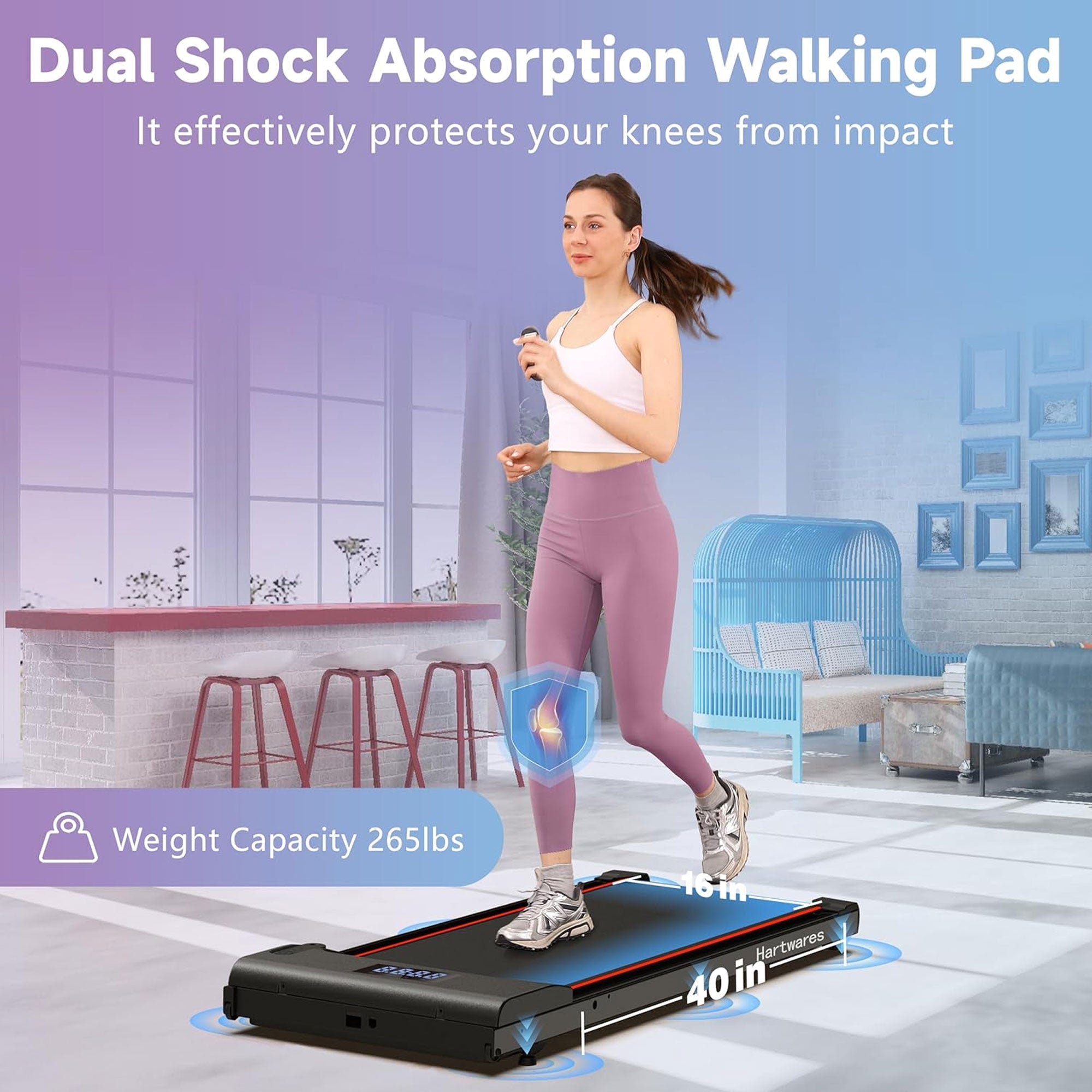 Hartwares Walking Pad Under Desk Treadmill, Portable Machine w/ Remote (Used) - VMInnovations