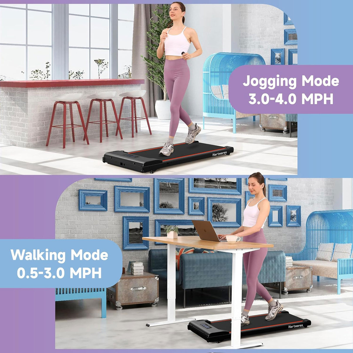 Hartwares Walking Pad Under Desk Treadmill, Portable Machine w/ Remote (Used) - VMInnovations