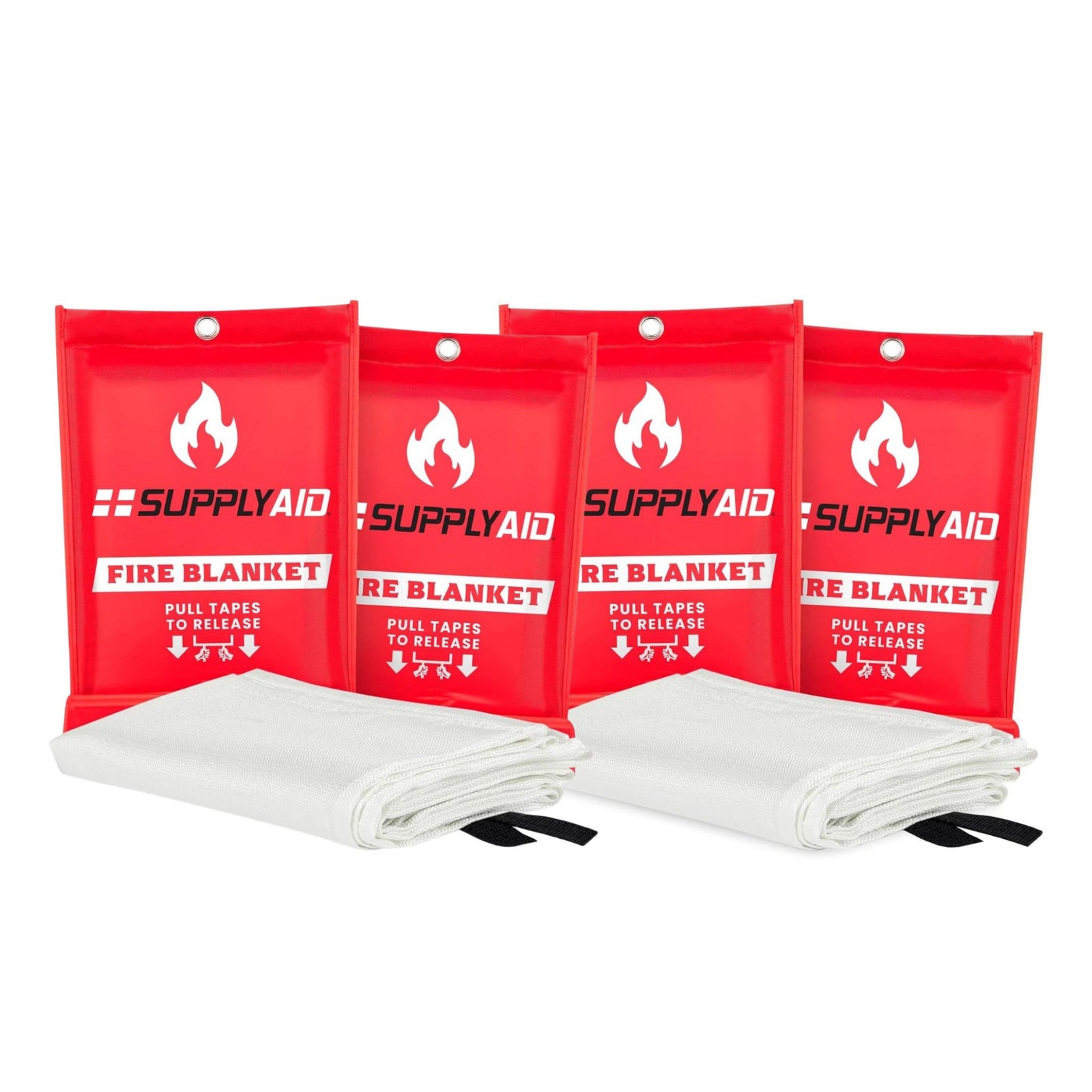 SupplyAID 4 Pack Emergency Fire Blanket for Camping and Safety Supplies, White - VMInnovations