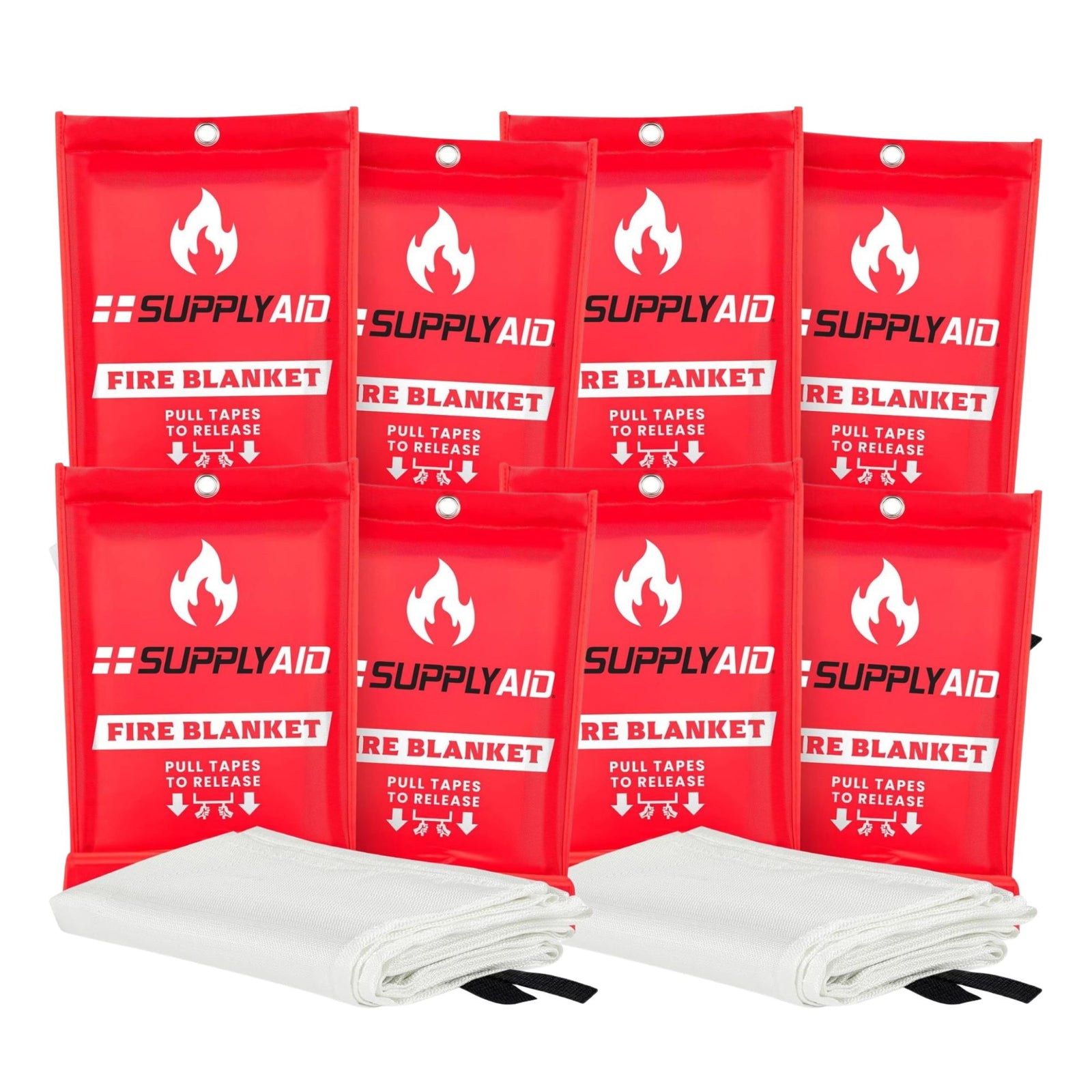 SupplyAID 8 Pack Emergency Fire Blanket for Camping and Safety Supplies, White - VMInnovations