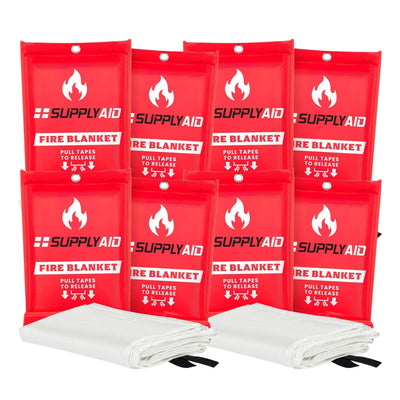 SupplyAID 8 Pack Emergency Fire Blanket for Camping and Safety Supplies, White - VMInnovations