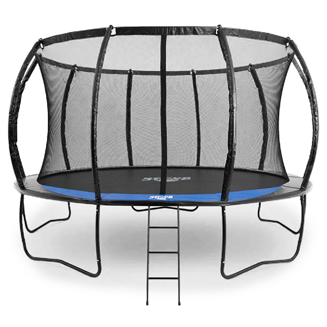 SpaceJump Lunar 14 Foot Trampoline, Outdoor Round Bouncer with Safety Net, Black