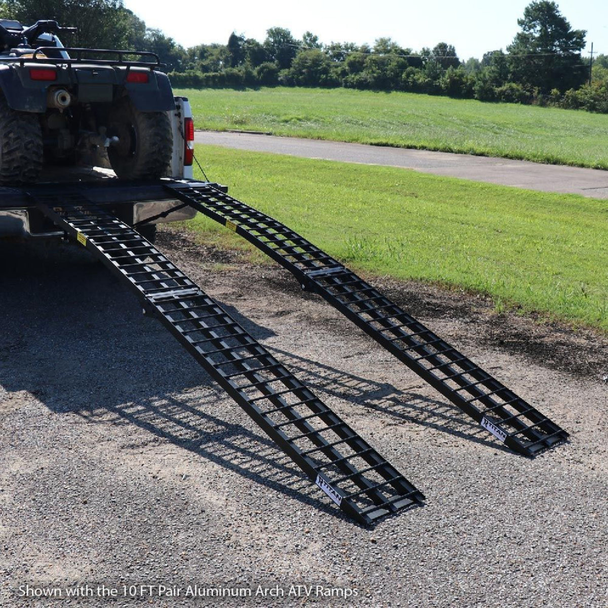 Titan Ramps 2 Pack 8’ Folding ATV Loading Ramps Arched Aluminum Design (Used) - VMInnovations