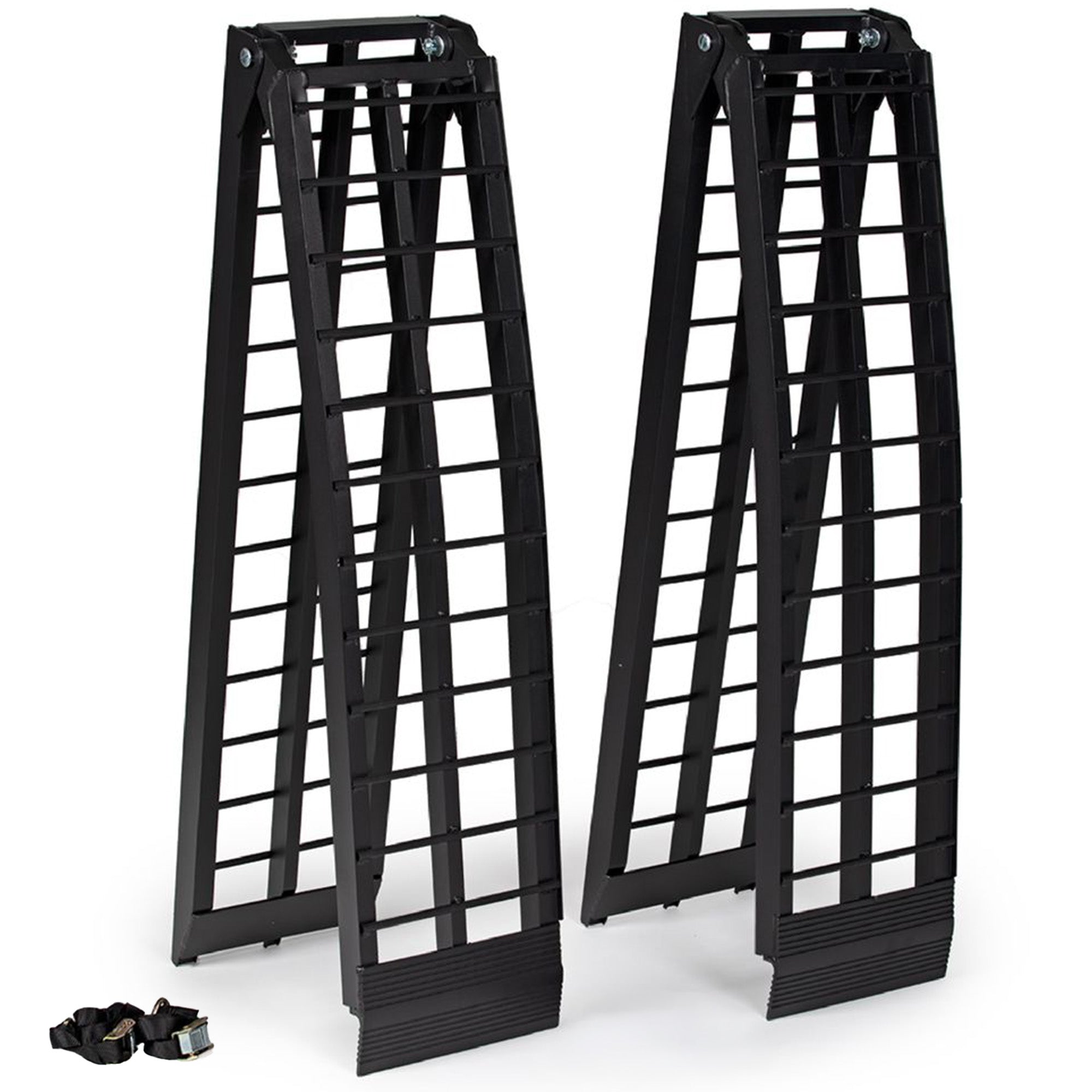 Titan Ramps 2 Pack 8’ Folding ATV Loading Ramps Arched Aluminum Design, Black