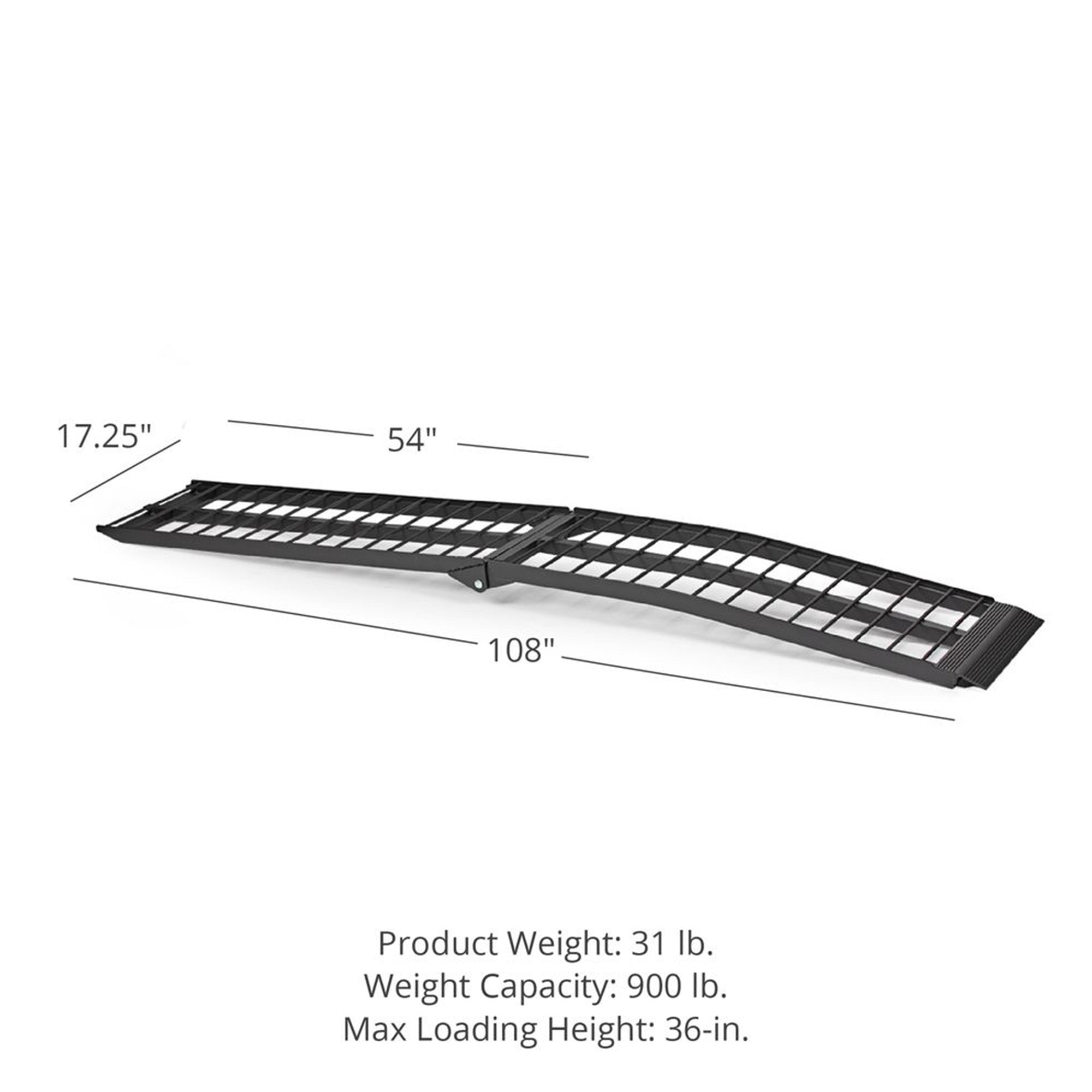 Titan Ramps 9' Folding Motorcycle Loading Ramp, Arched Aluminum, 900 lb Capacity