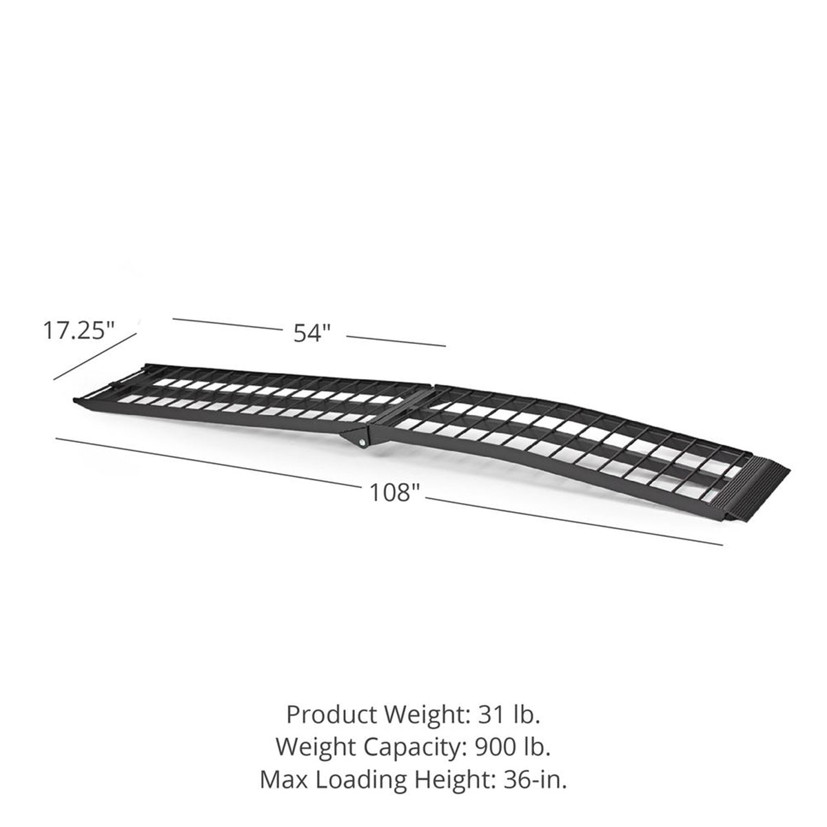 Titan Ramps 9' Folding Motorcycle Loading Ramp, Arched Aluminum, (Open Box)