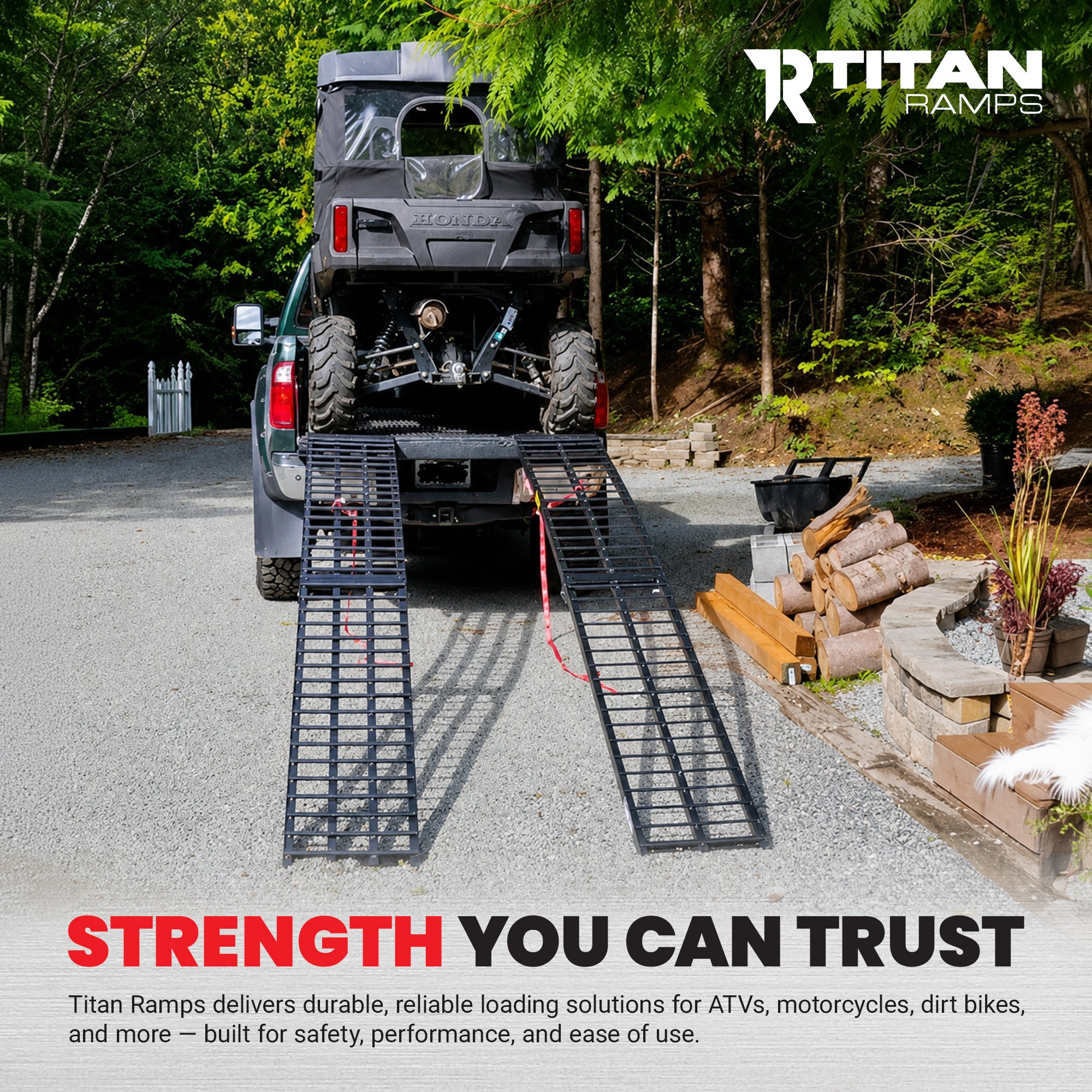 Titan Ramps 9' Folding Motorcycle Loading Ramp, Arched Aluminum, (Open Box)