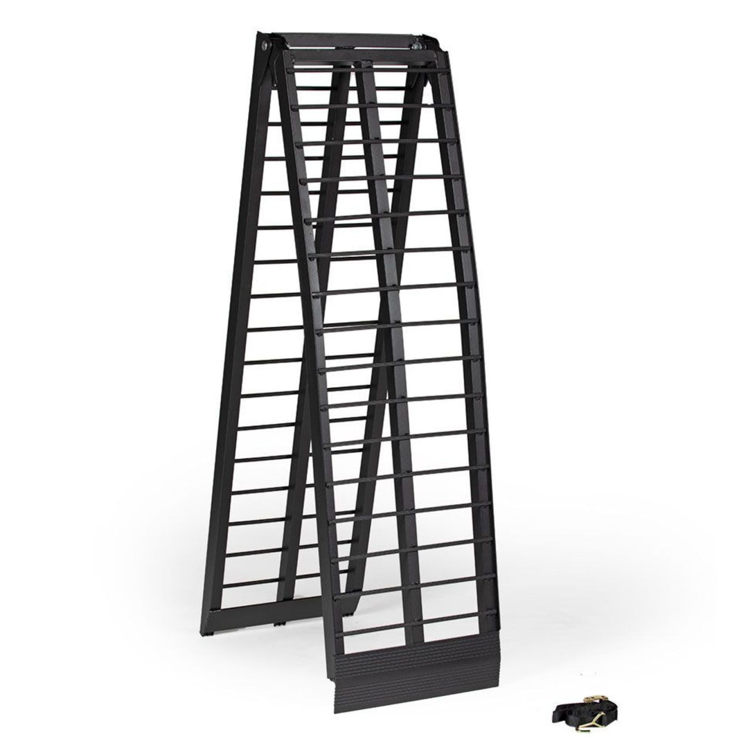 Titan Ramps 10 Foot Folding ATV Loading Ramp Arched Aluminum Design, Black