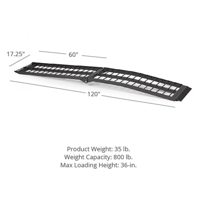 Titan Ramps 10' Folding Motorcycle Loading Ramp Arched Aluminum Design, Black