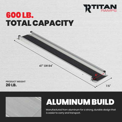 Titan Ramps 4' to 7' Telescoping Aluminum Wheelchair Ramp with 600 lb. Capacity