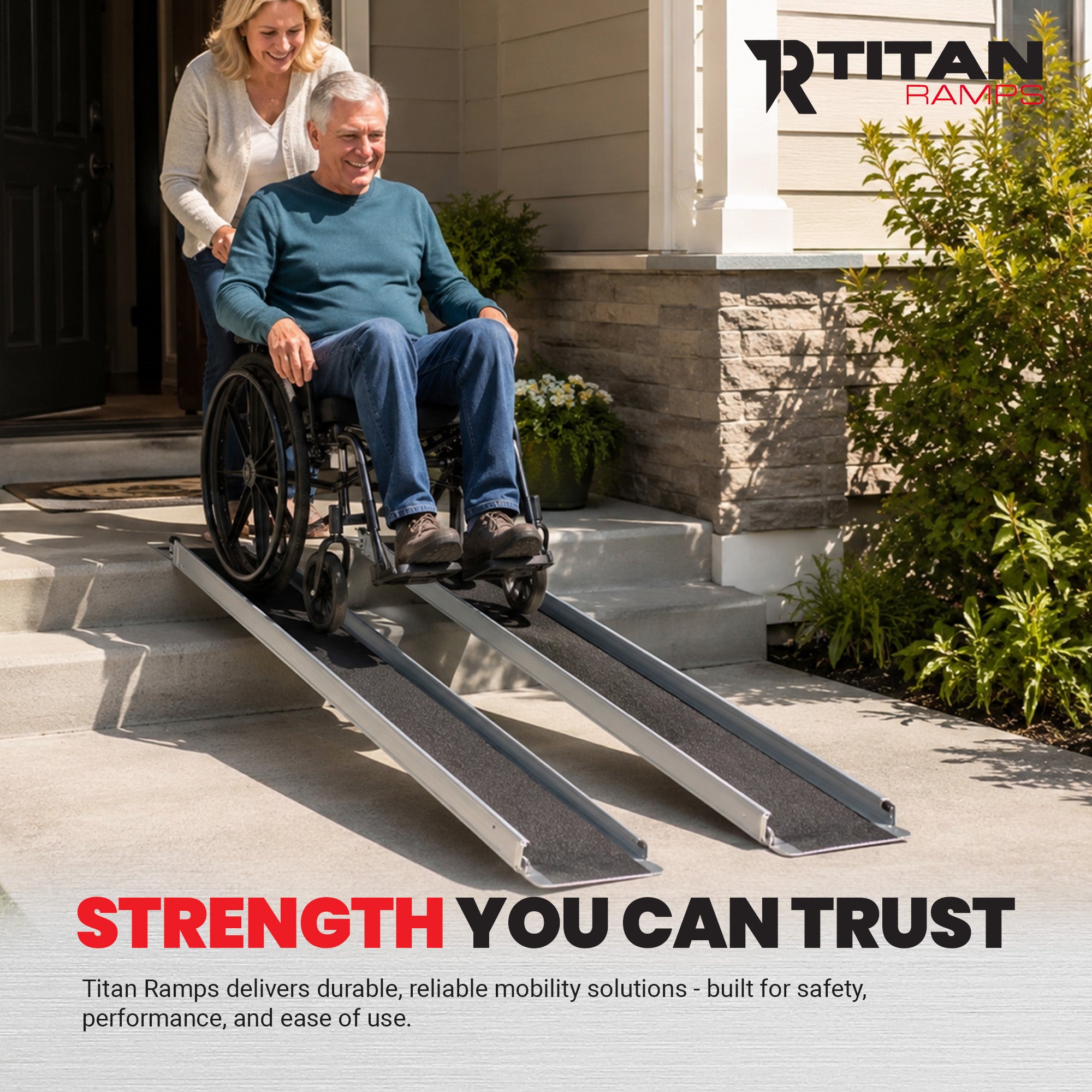 Titan Ramps 4' to 7' Telescoping Aluminum Wheelchair Ramp with 600 lb. Capacity